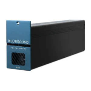 Bluesound B170S streamingförstärkare i blått och svart, vinklad vy