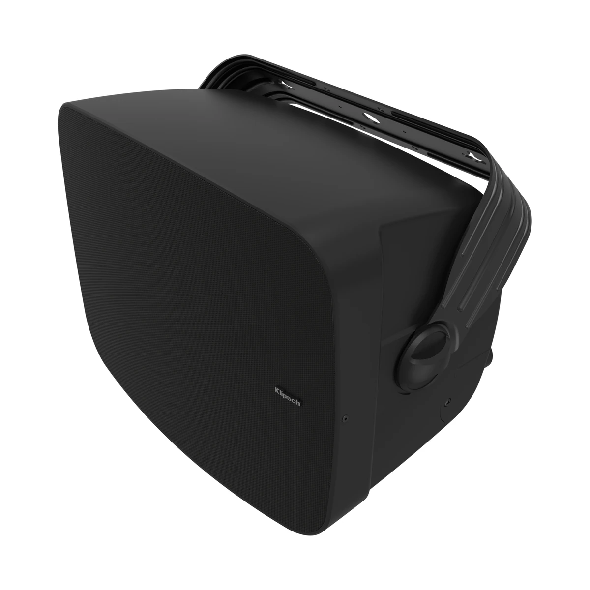 Klipsch PSM-800-SW-T i svart, vinklad liggande med väggfäste