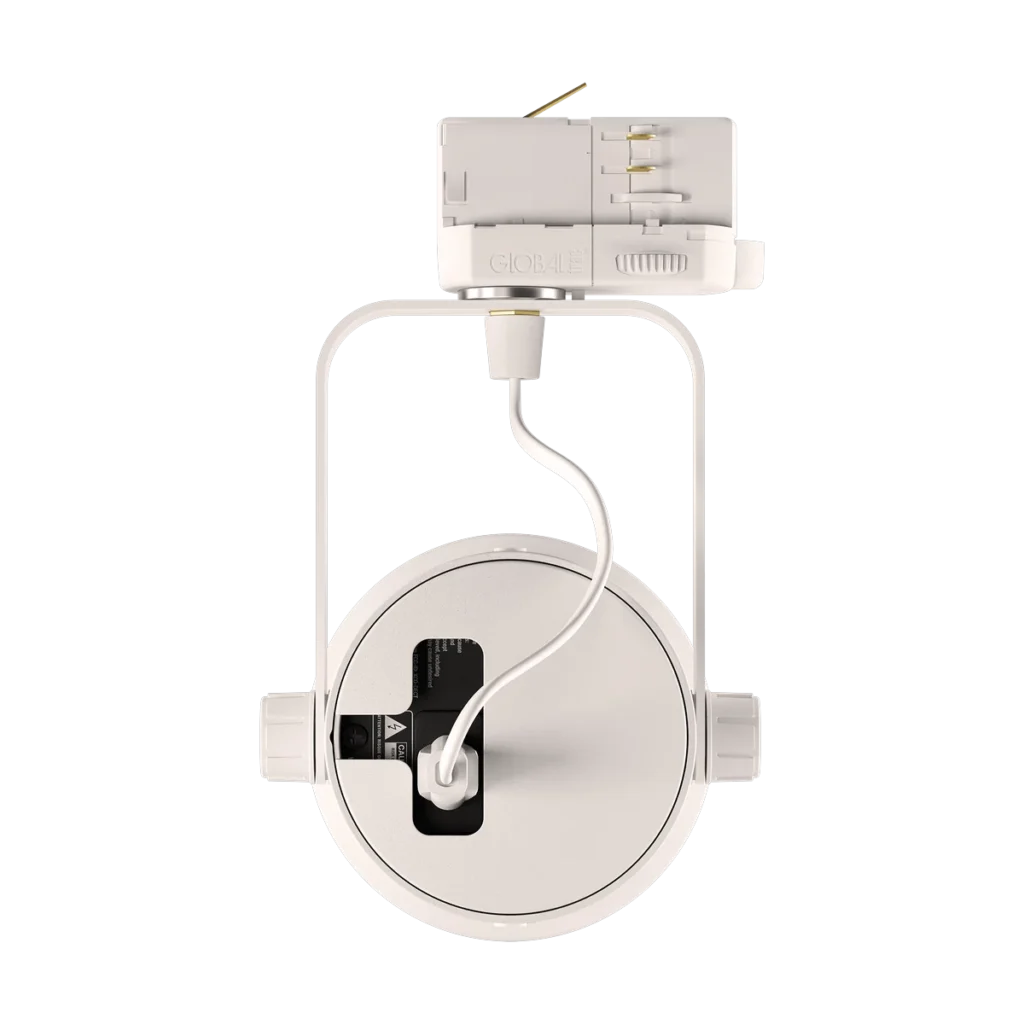 Audio Pro Business SP-1 vit trådlös skenhögtalare, baksidan med kåpan och volymzoner synliga