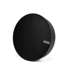 Audio Pro Business SPW-5 svart trådlös tak- och vägghögtalare, sedd snett framifrån, för café och butik